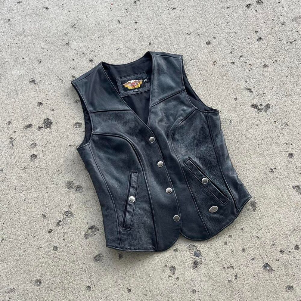 Vintage Harley Davidson Genuine Leather Biker Vest